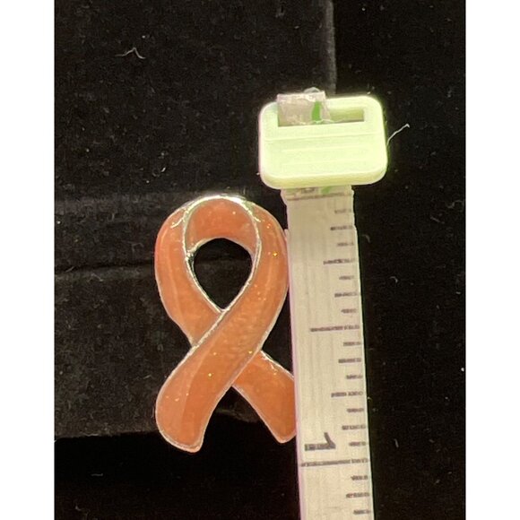Awareness Ribbon Enamel Pin Peach Cancer Support Lapel Accessory - Picture 4 of 5